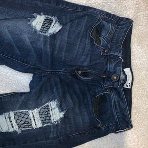 Stylish Distressed Dark Blue Jeans for Women